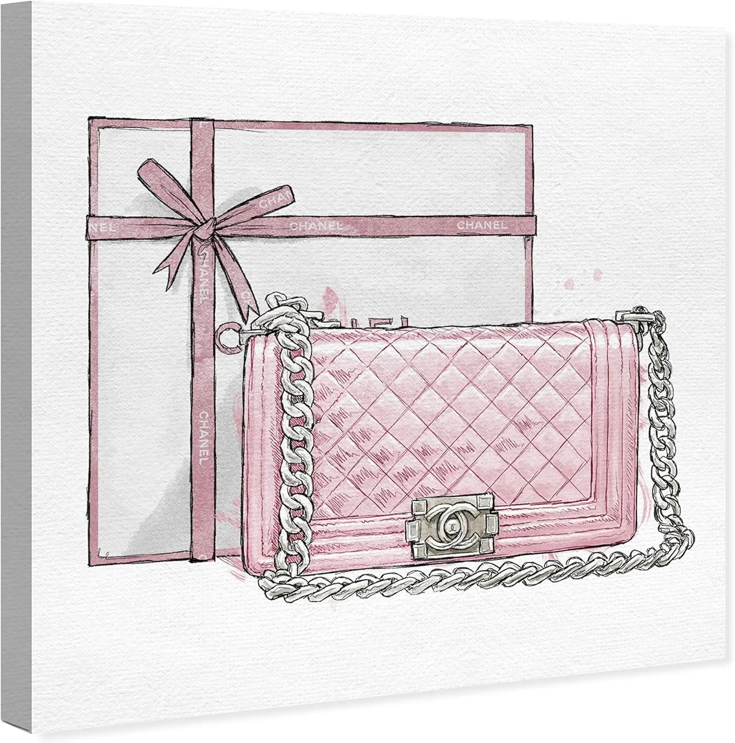The Oliver Gal Artist Co. Oliver Gal 'A Boys Bag Blush' Pink Fashion Wall Art Print Premium Canvas 12" x 12"