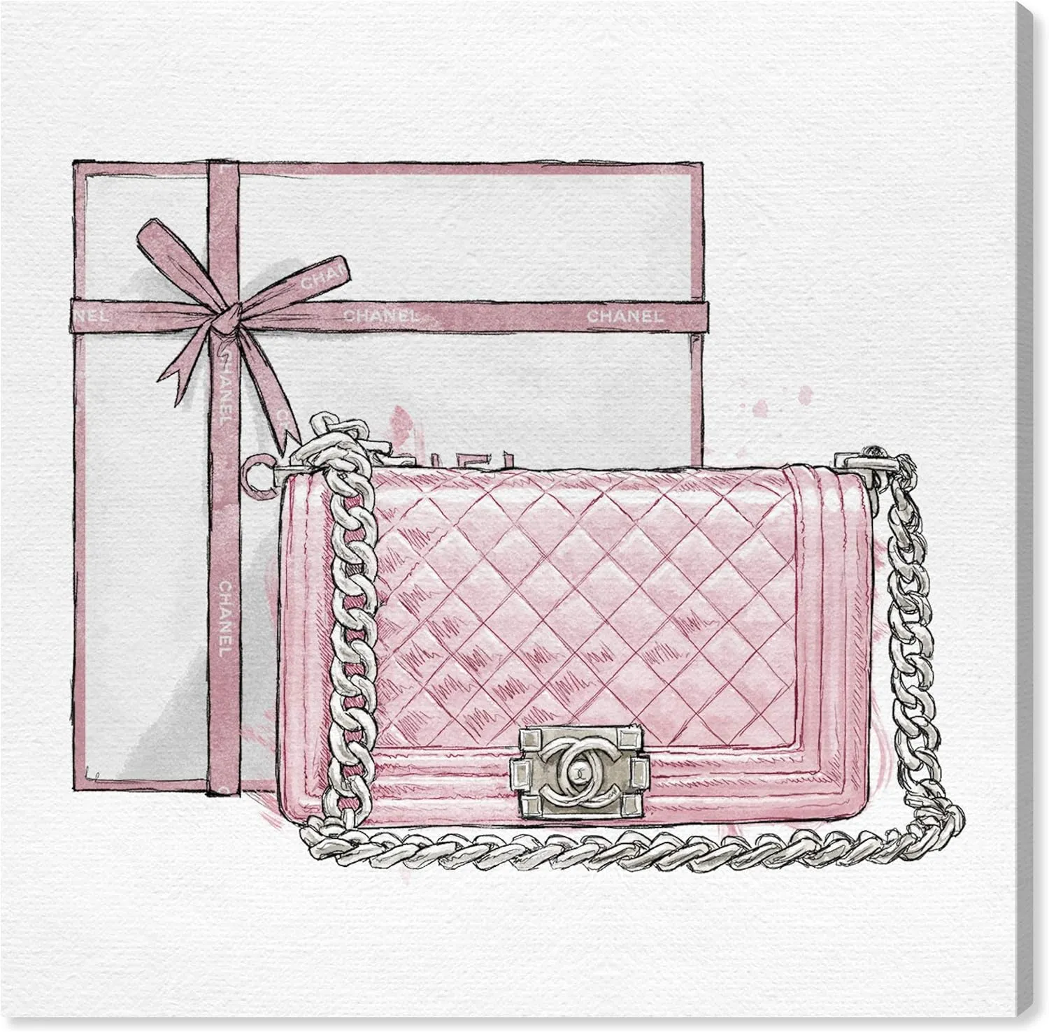 The Oliver Gal Artist Co. Oliver Gal 'A Boys Bag Blush' Pink Fashion Wall Art Print Premium Canvas 12" x 12"