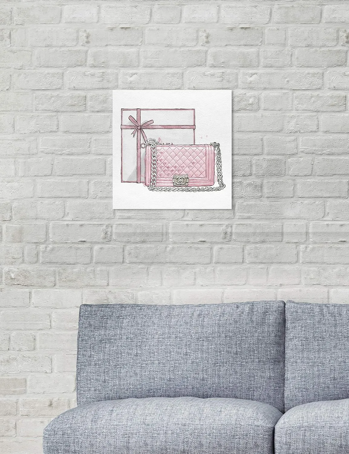 The Oliver Gal Artist Co. Oliver Gal 'A Boys Bag Blush' Pink Fashion Wall Art Print Premium Canvas 12" x 12"