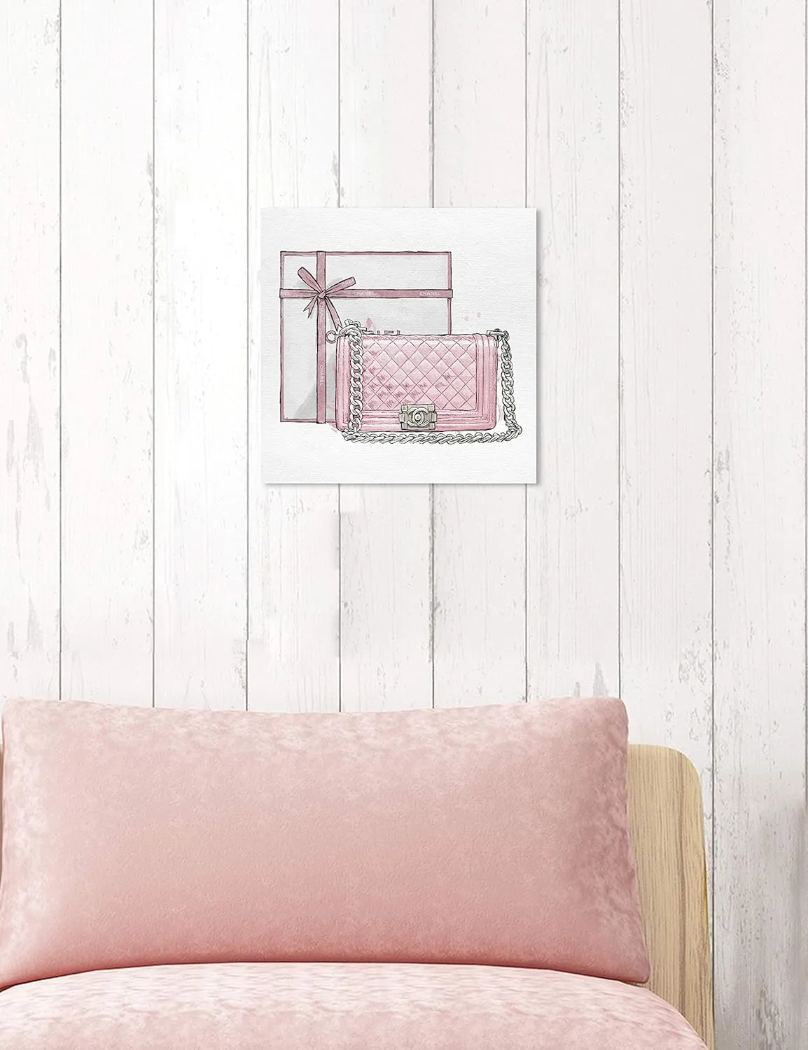 The Oliver Gal Artist Co. Oliver Gal 'A Boys Bag Blush' Pink Fashion Wall Art Print Premium Canvas 12" x 12"