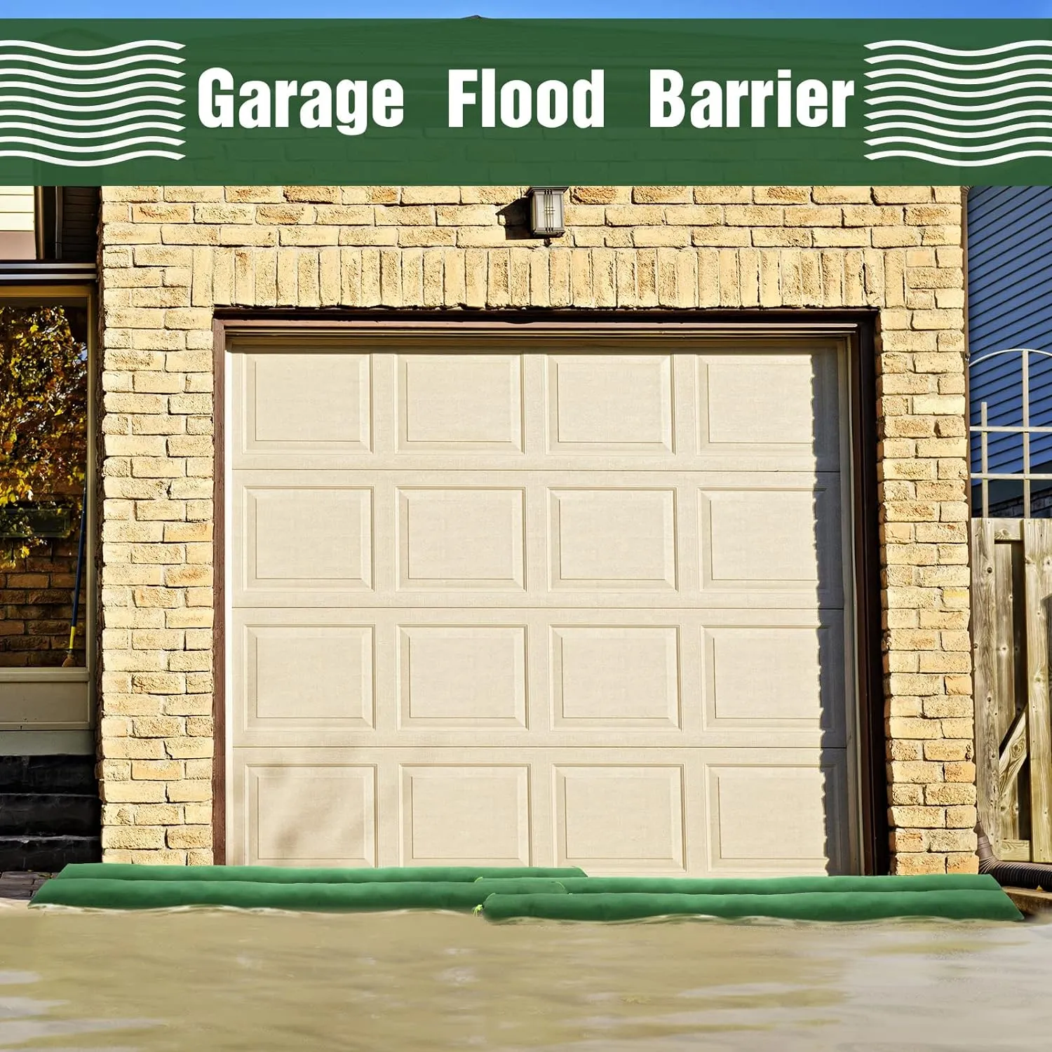Threan 8 Pcs Long Canvas Sandbags Flood Protection Thickened Reusable Sand Bags Rain Wind Flood Barrier with Elastic Band Water Barrier Tube for Door Rain Water Control, Green (4ft)