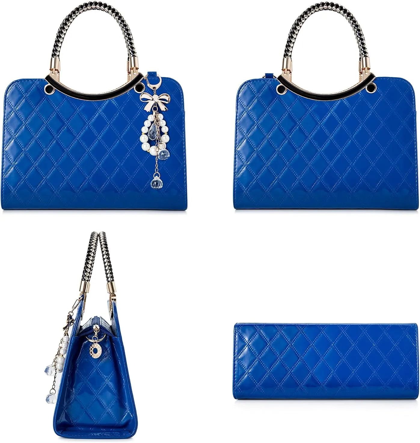 TIBES Shiny Patent Leather Women Purses Satchel Handbags Ladies Fashion Top Handle Handbags Crossbody Shoulder Bags