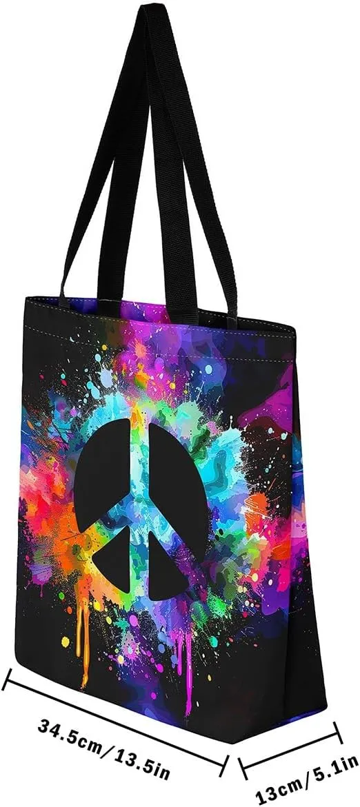 Tiger Canvas Tote Bag for Women,Romantic Rose Flower Tote Bag African Wild Animals Reusable Grocery Shoulder Bag