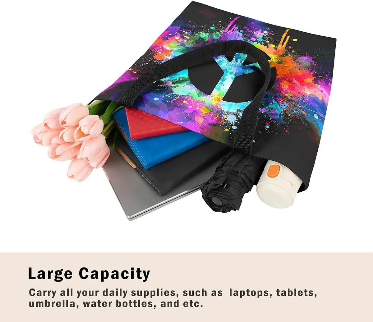 Tiger Canvas Tote Bag for Women,Romantic Rose Flower Tote Bag African Wild Animals Reusable Grocery Shoulder Bag