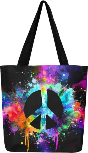 Tiger Canvas Tote Bag for Women,Romantic Rose Flower Tote Bag African Wild Animals Reusable Grocery Shoulder Bag