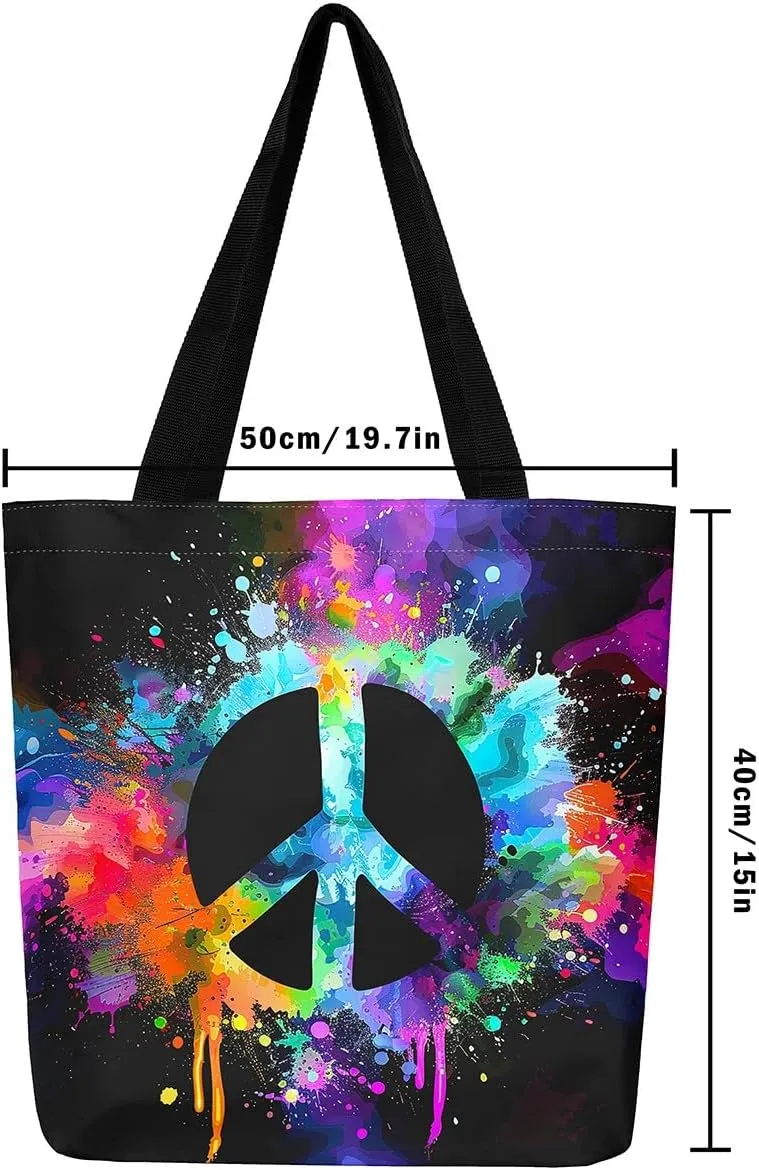 Tiger Canvas Tote Bag for Women,Romantic Rose Flower Tote Bag African Wild Animals Reusable Grocery Shoulder Bag