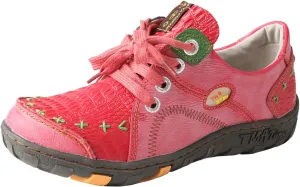 TMA EYES Women's Retro Lace up Sneakers Versatile Casual Walking Shoes Crocodile Pattern Patchwork Upper Comfort and Fashion
