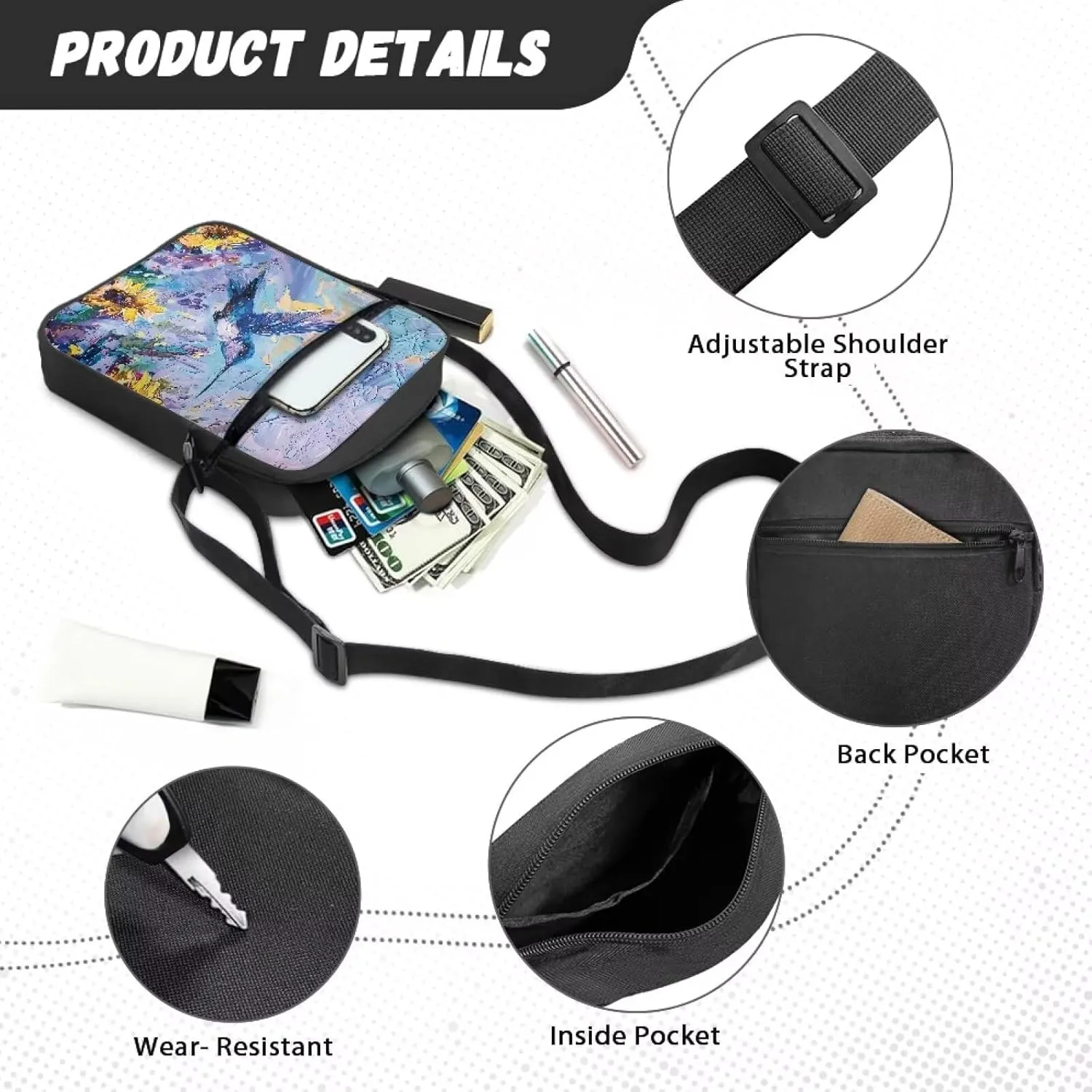 TODIYADDU Versatile Sling Bag Crossbody Phone Bag Women Shoulder Bag with Adjustable Strap Mini Messenger Bag for Cell Phone
