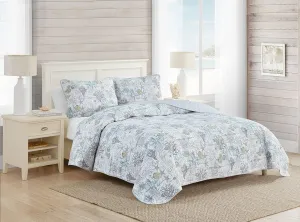 Tommy Bahama - Queen Quilt Set, Reversible Cotton Bedding with Matching Shams, Beach Bedding Set for All Seasons (Beach Bliss Grey, Queen)