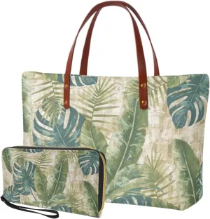 Tote Bag and Wallet Set for Women Handbags with Matching Wallets Satchel Purse 2PCS Clutch Purse for Outdoor
