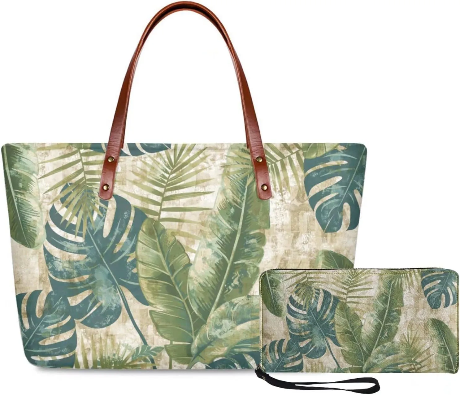 Tote Bag and Wallet Set for Women Handbags with Matching Wallets Satchel Purse 2PCS Clutch Purse for Outdoor