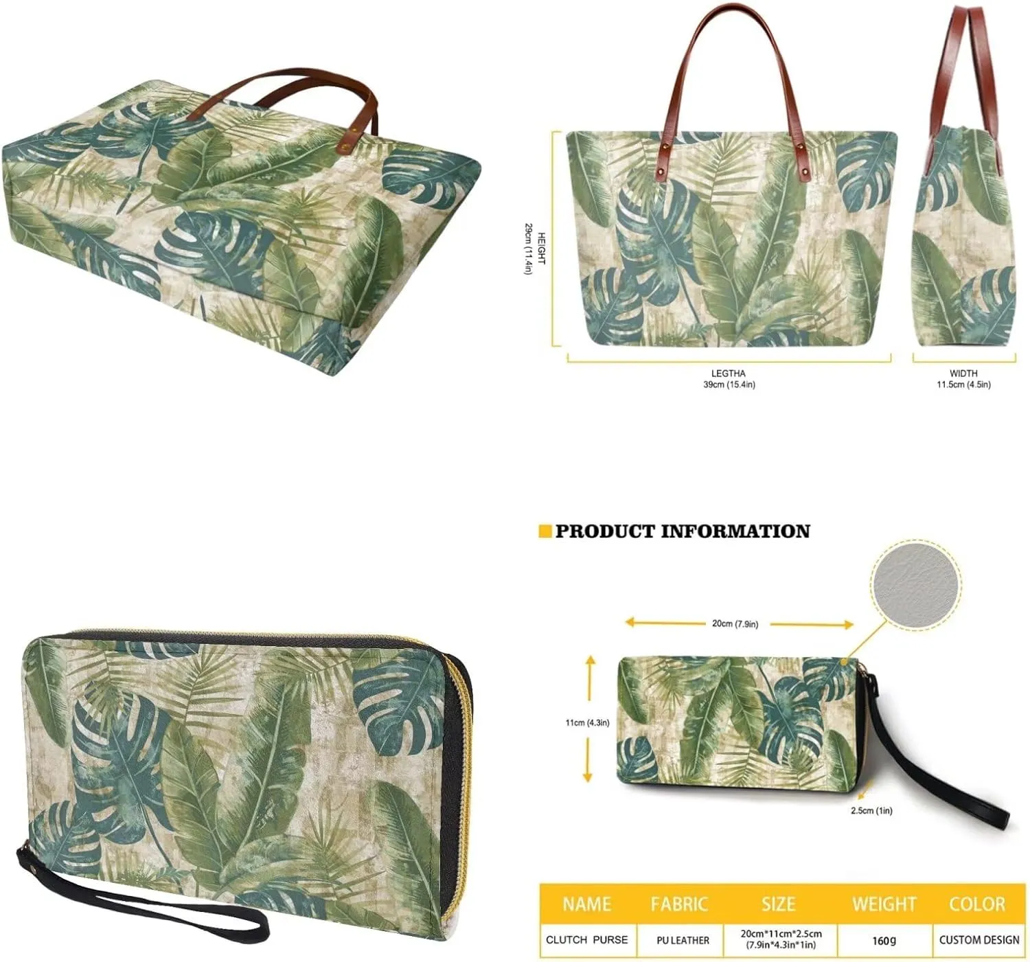 Tote Bag and Wallet Set for Women Handbags with Matching Wallets Satchel Purse 2PCS Clutch Purse for Outdoor