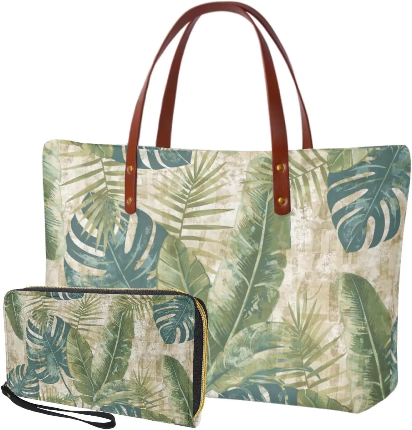 Tote Bag and Wallet Set for Women Handbags with Matching Wallets Satchel Purse 2PCS Clutch Purse for Outdoor