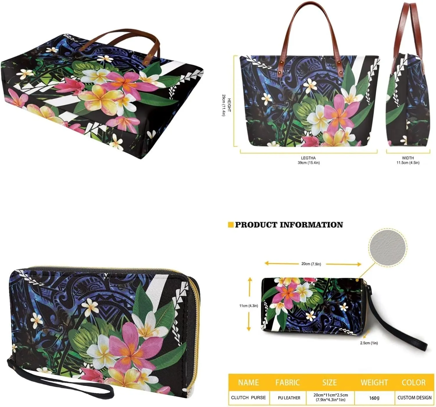 Tote Bag and Wallet Set for Women Handbags with Matching Wallets Satchel Purse 2PCS Clutch Purse for Outdoor