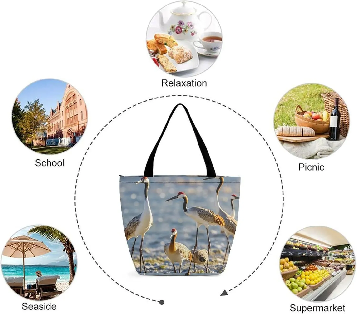 Tote Bag for Women Grocery Bag Rabbit Holding Heart Foldable Shopping Bags Reusable Large Tote Bag