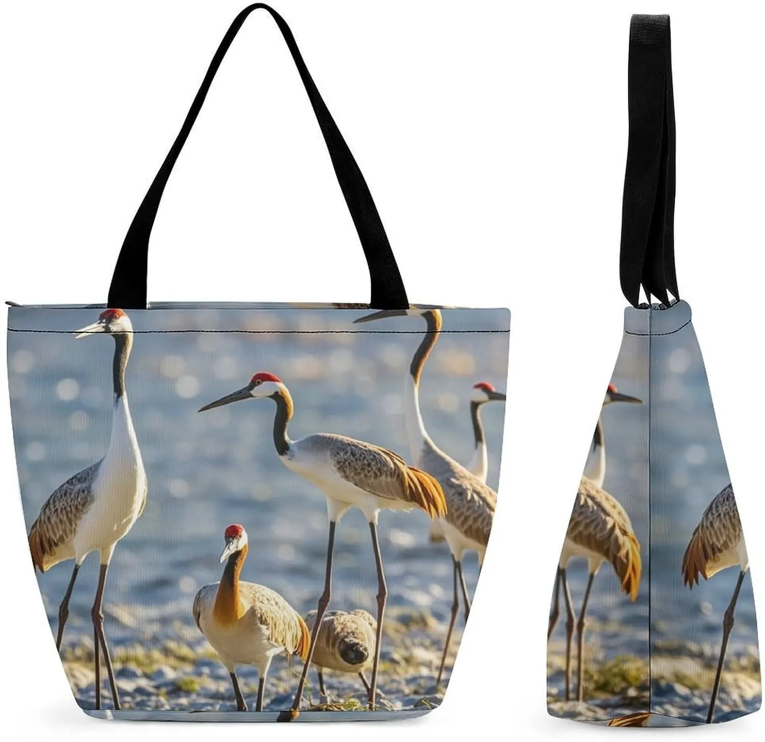 Tote Bag for Women Grocery Bag Rabbit Holding Heart Foldable Shopping Bags Reusable Large Tote Bag