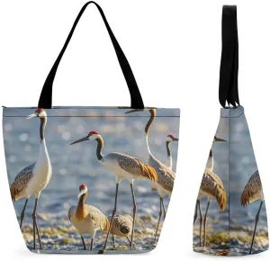 Tote Bag for Women Grocery Bag Rabbit Holding Heart Foldable Shopping Bags Reusable Large Tote Bag