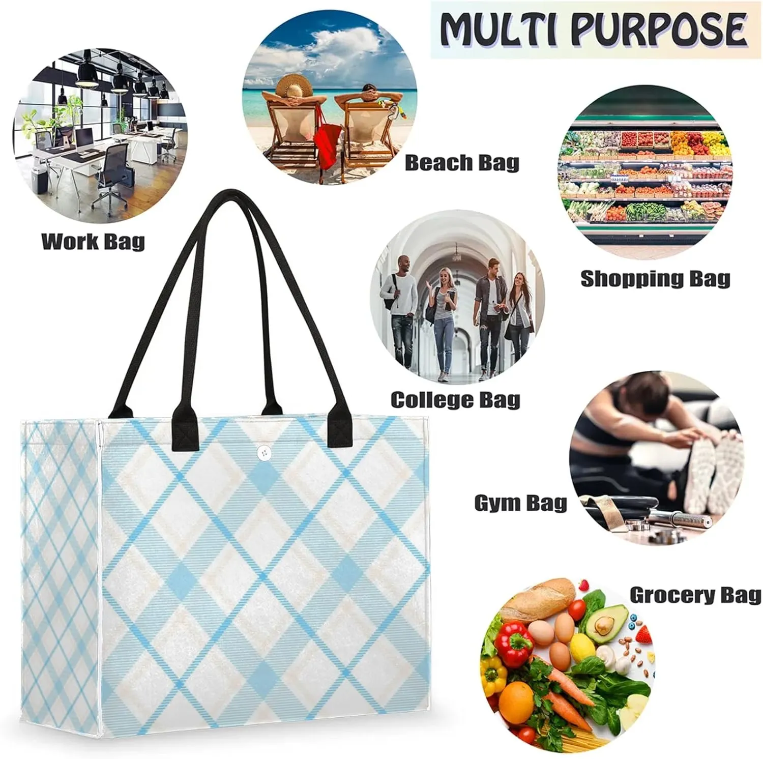Tote Bag for Women Reusable Canvas Shoulder Bag