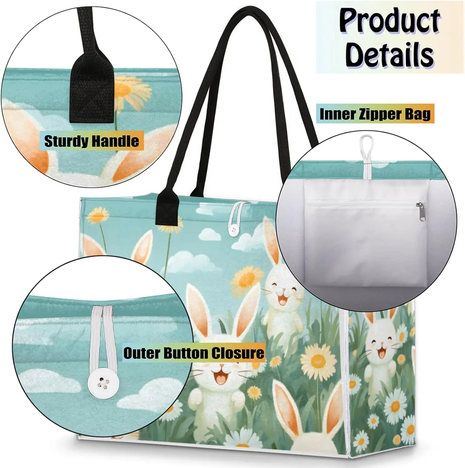 Tote Bag for Women Reusable Canvas Shoulder Bag
