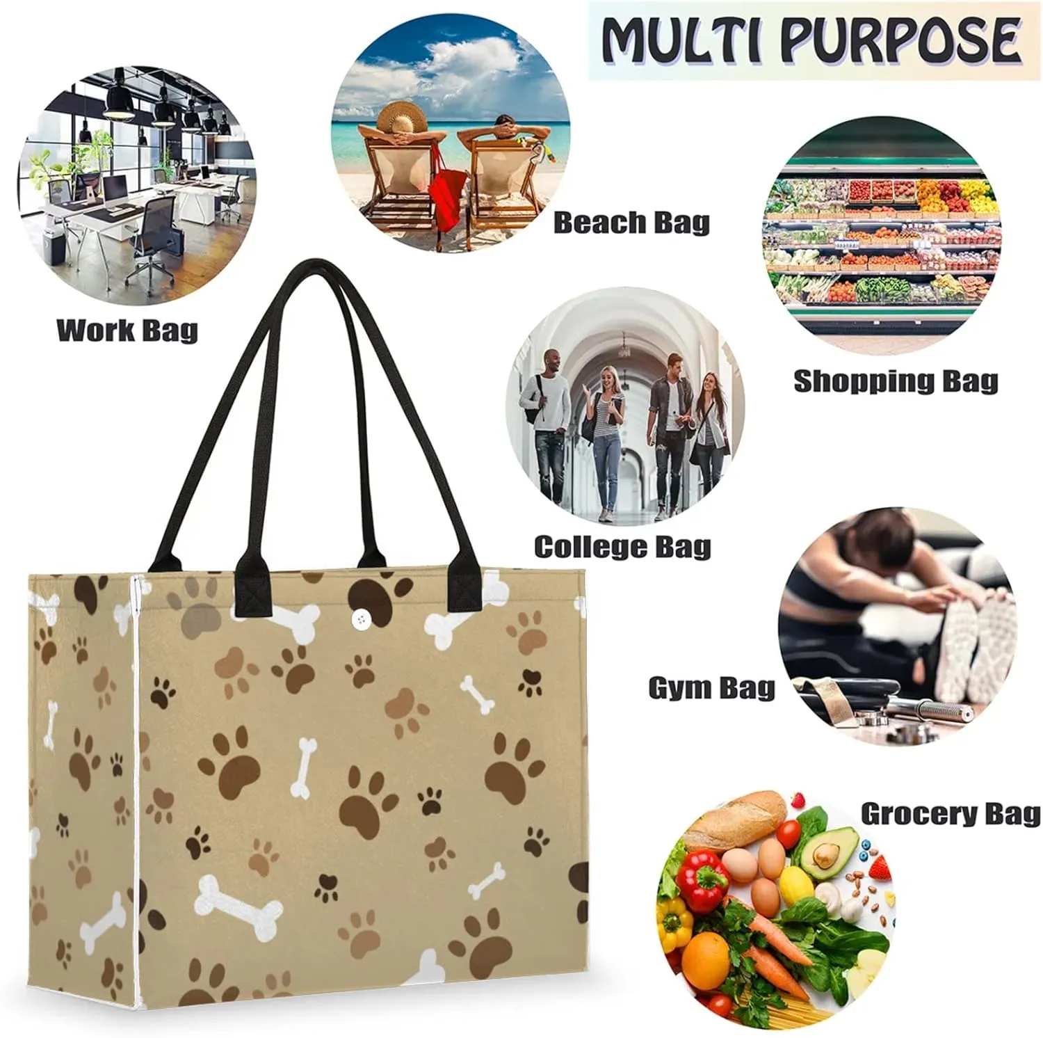 Tote Bag for Women Reusable Canvas Shoulder Bag