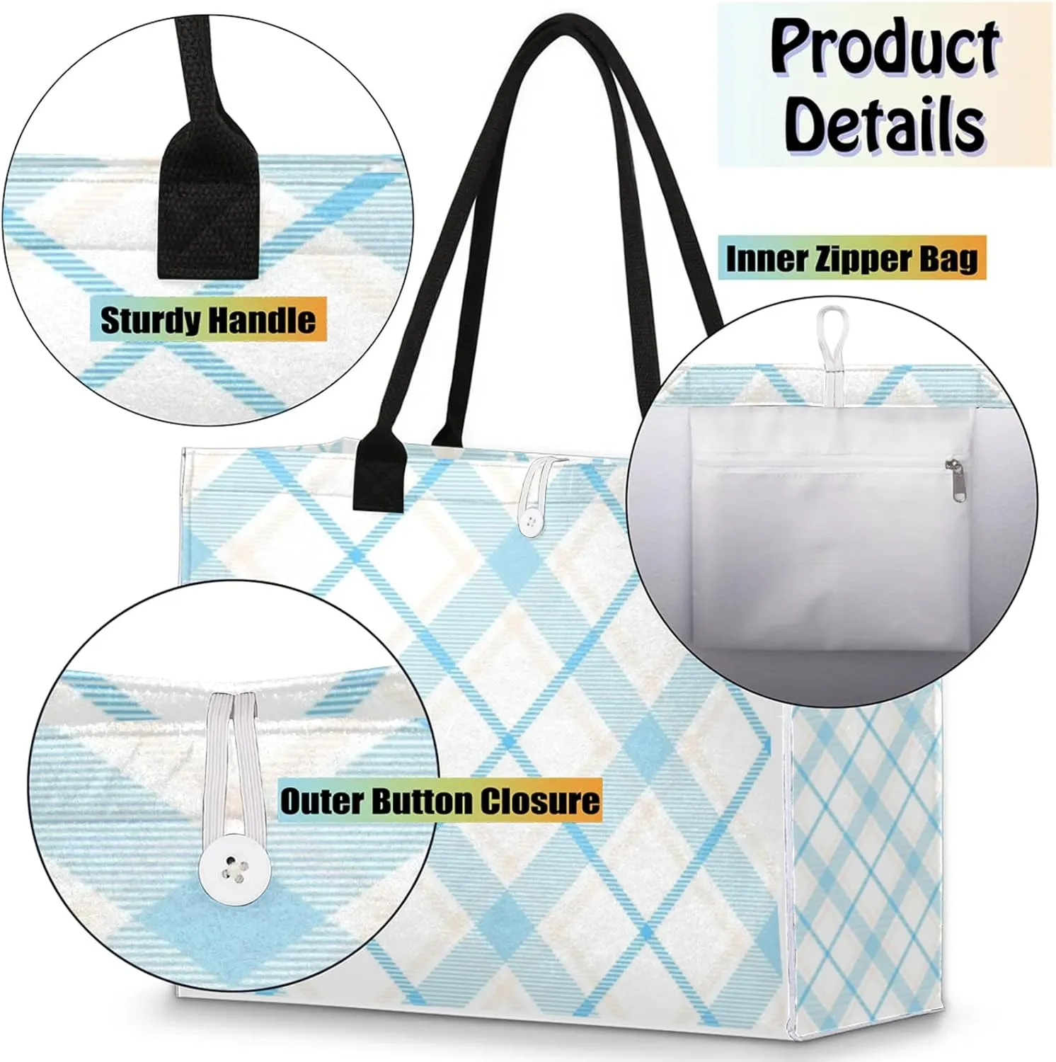 Tote Bag for Women Reusable Canvas Shoulder Bag