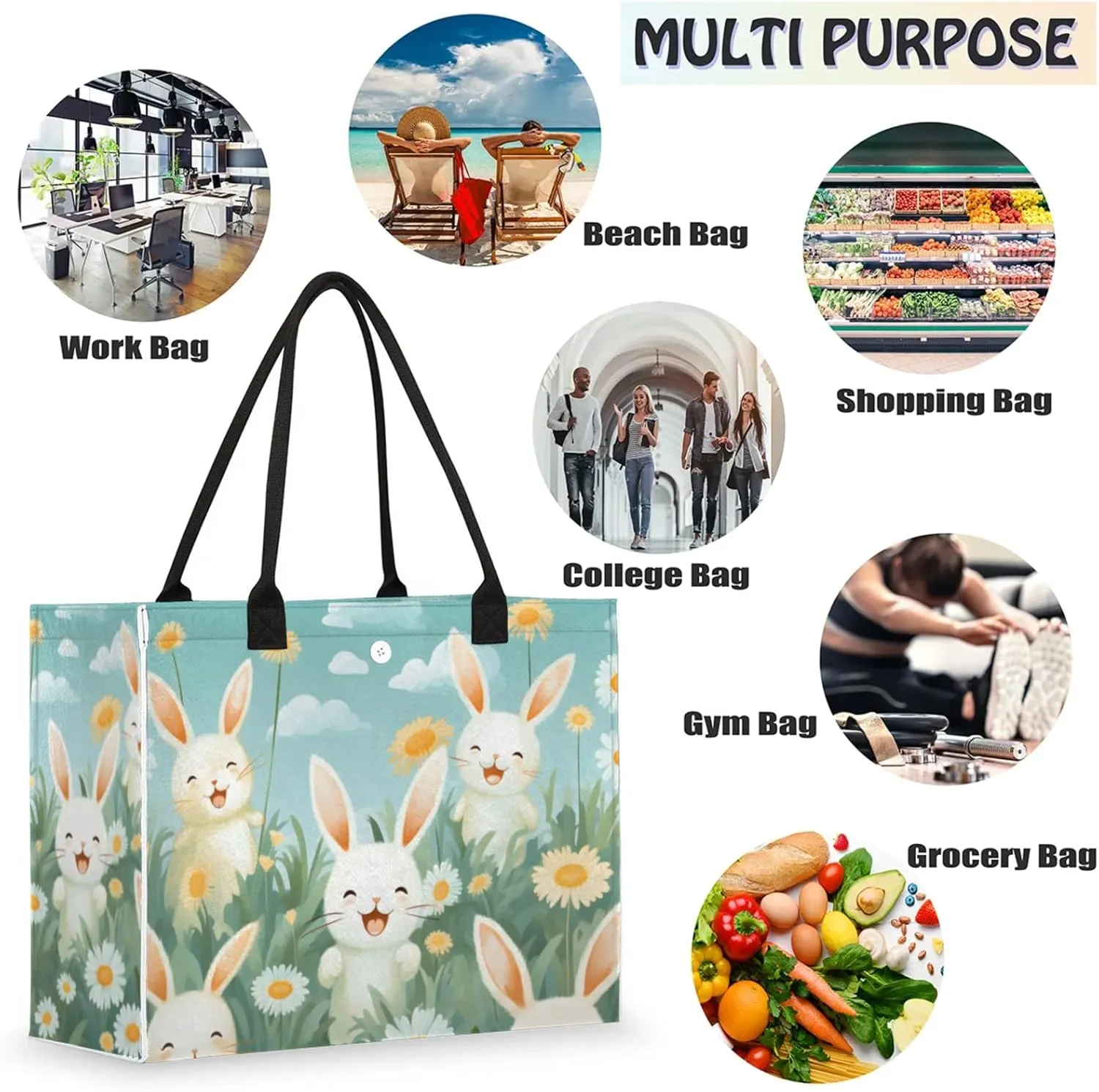 Tote Bag for Women Reusable Canvas Shoulder Bag