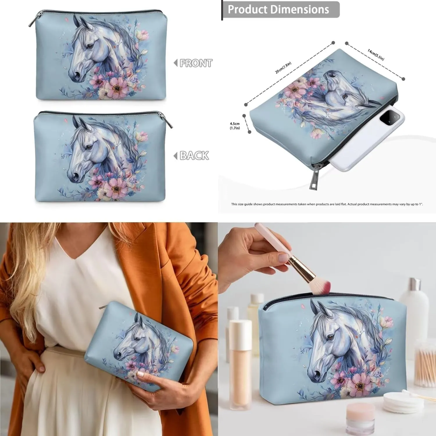 Tote Bag with Zipper Womens Leathe Handbags and Clutch Wallet Set Fashion Daypack
