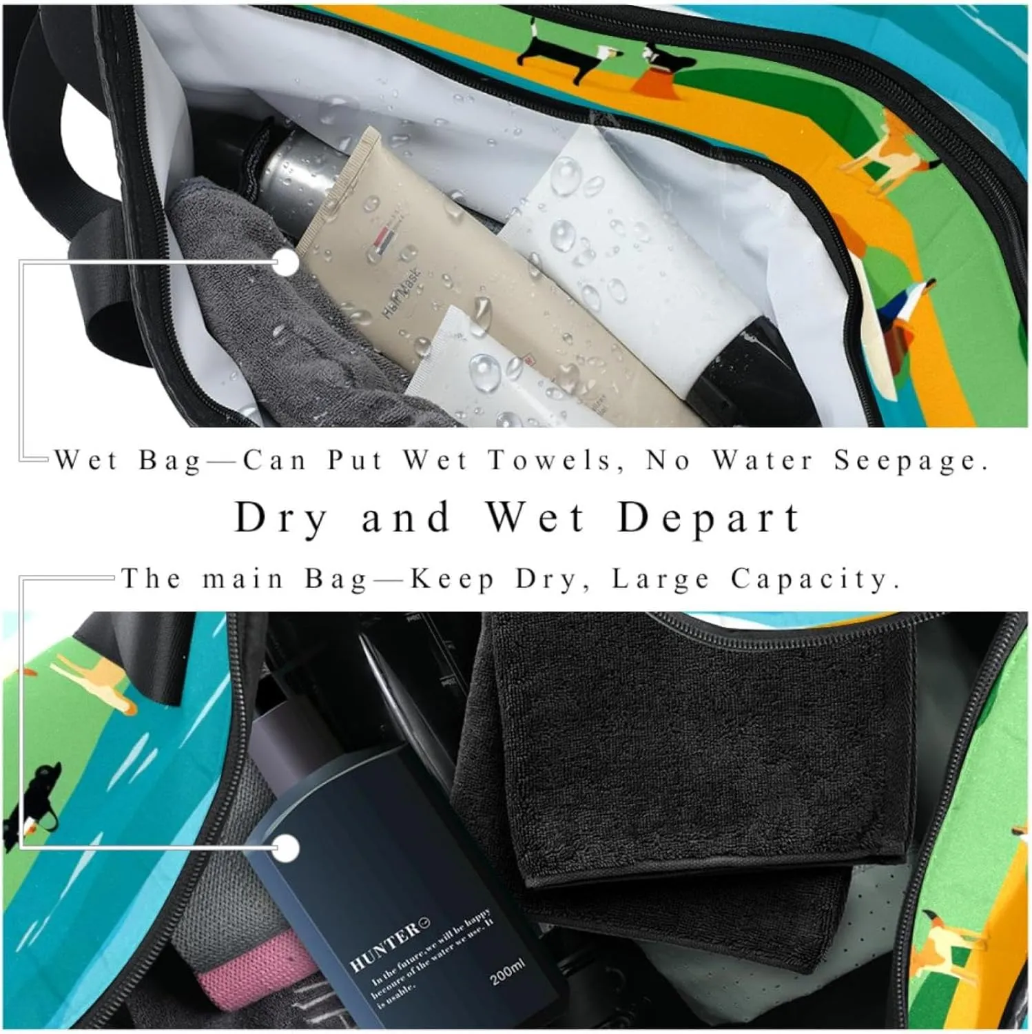 Travel Bag,Mens Gym Bag,Womens Gym Bag,Blue Yellow Green Striped Fox,Sports Bag