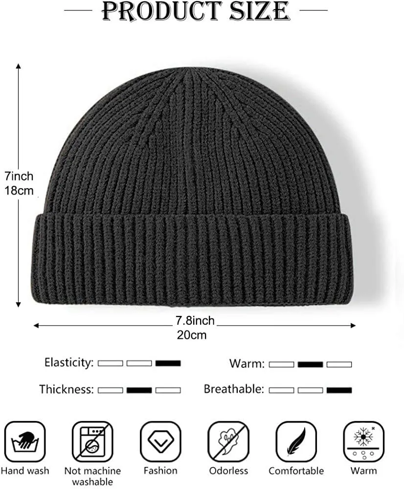 Trawler Beanie Watch Hat Roll up Edge,Winter Warm Knit Caps Fisherman Unisex
