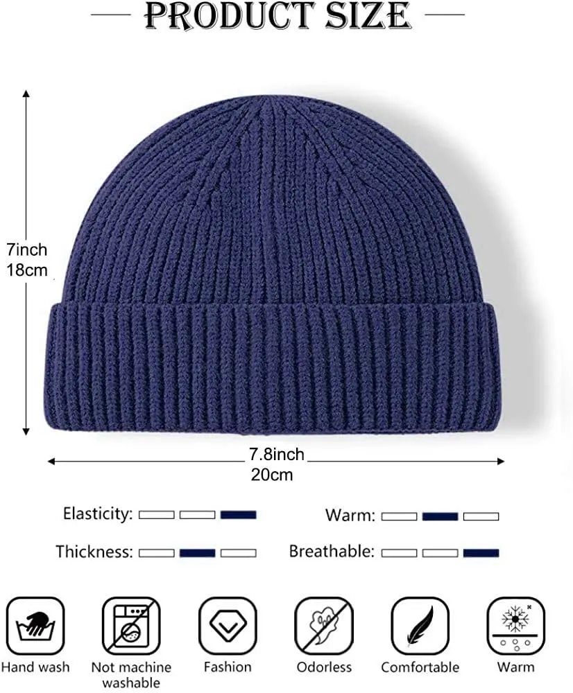 Trawler Beanie Watch Hat Roll up Edge,Winter Warm Knit Caps Fisherman Unisex