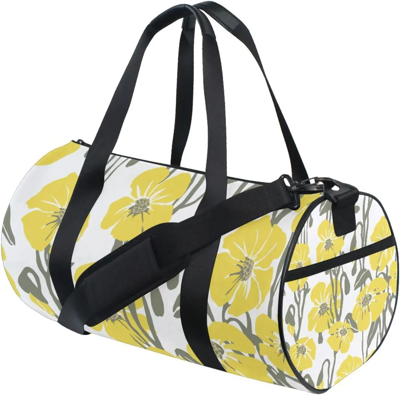 Trendy Novelty Yellow Flowers Pattern Duffel Bag Canvas Travel Weekender Luggage Gym Handbag for Men Women