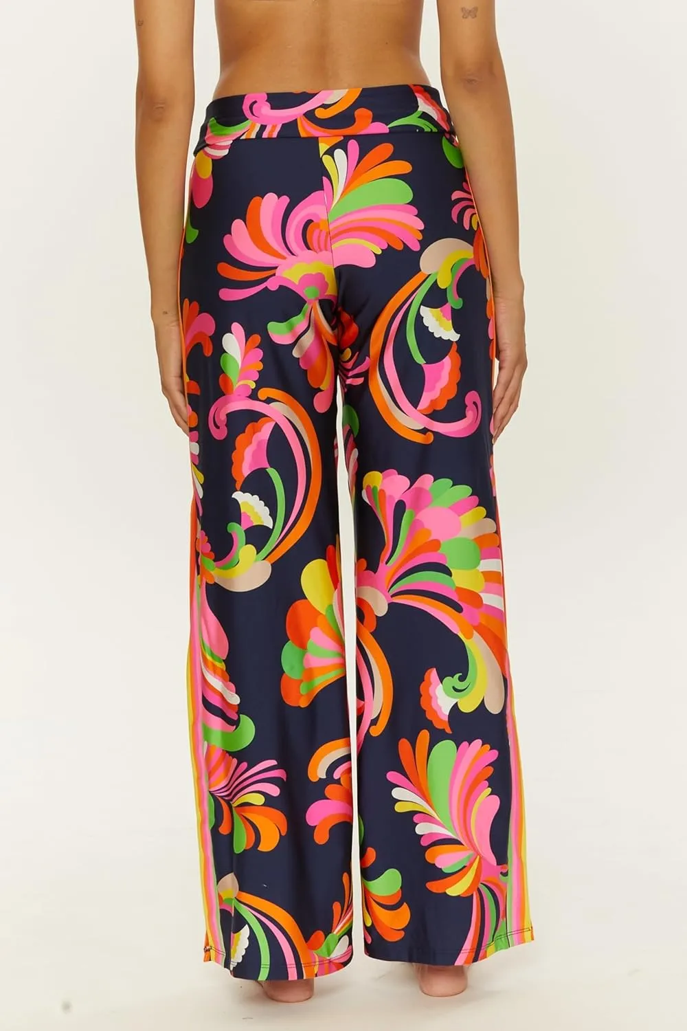 Trina Turk Poolside Swirl Pants, Casual, Wide Leg, Floral Print, Beach Cover Ups for Women