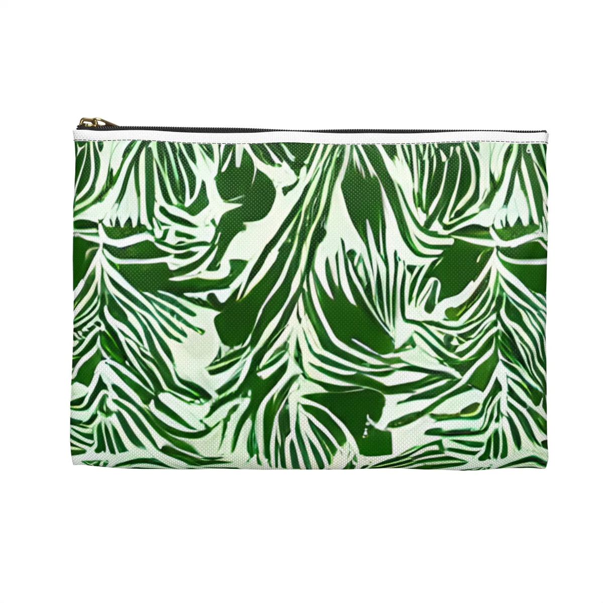 Tropical Green and White Zipper Pouch - Perfect for Your Essentials!