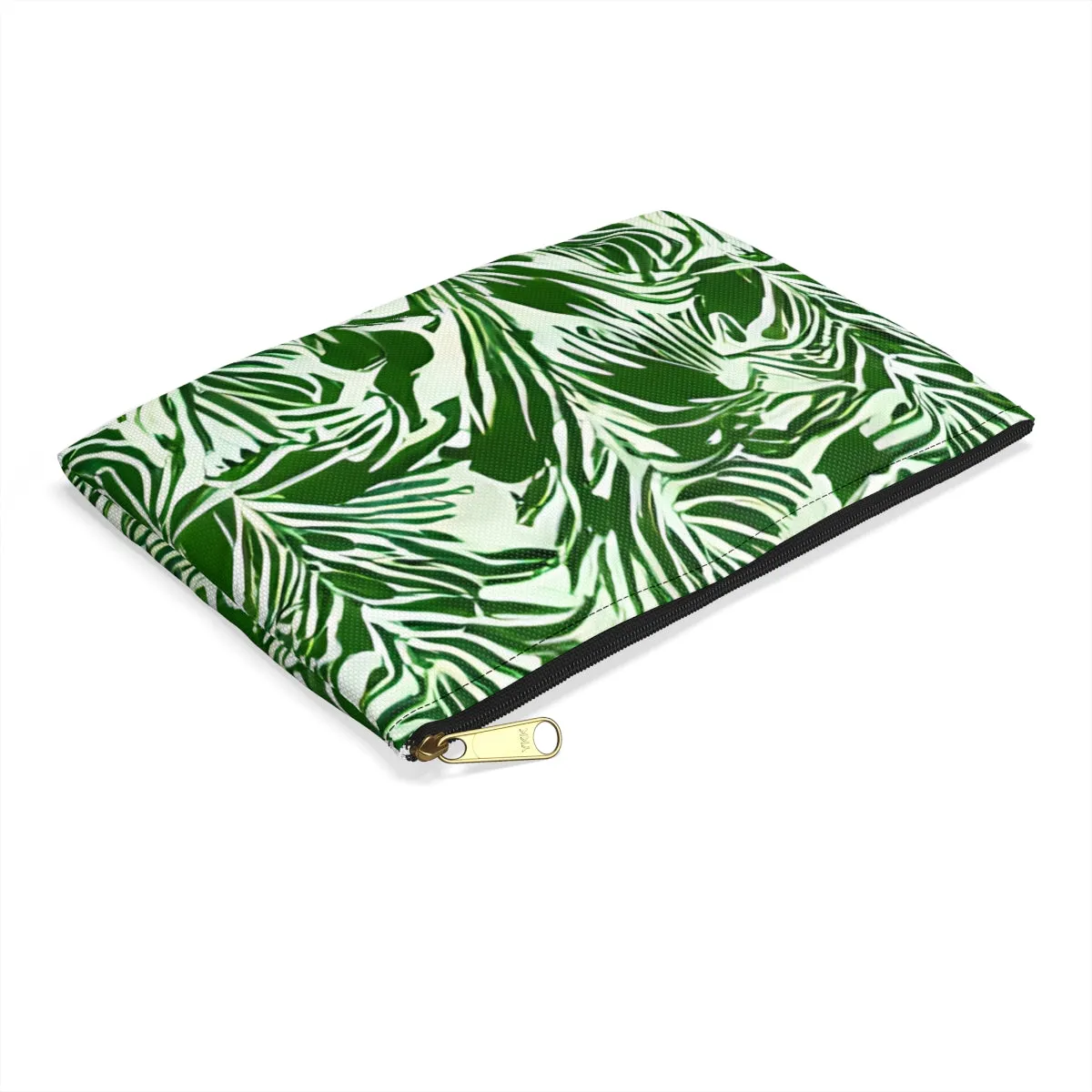 Tropical Green and White Zipper Pouch - Perfect for Your Essentials!