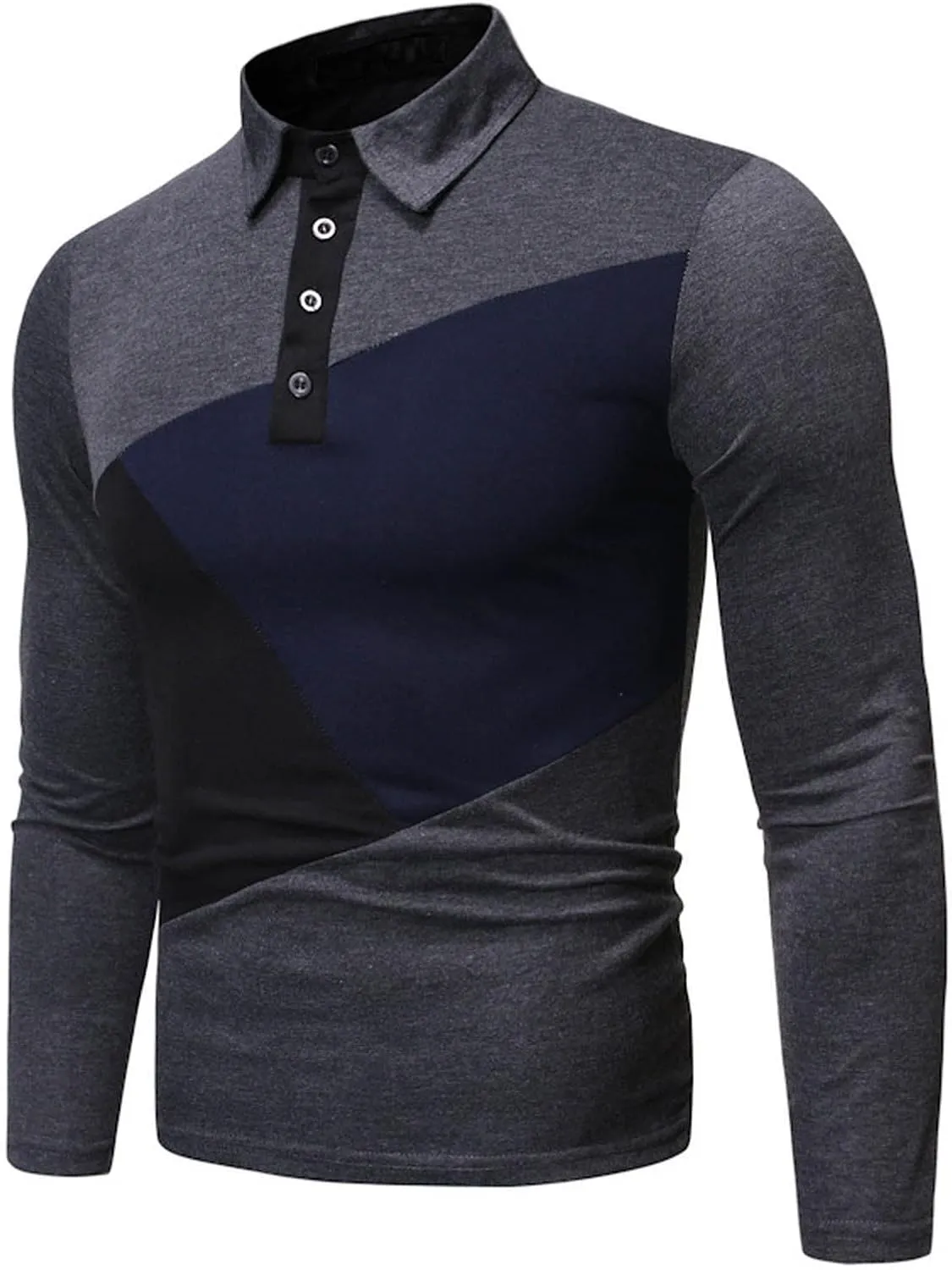 Tshirts Shirts for Men Regular Fit Long Sleeve Cotton Polo Tee Causal Stylish Solid Button Down Muscle Shirt 2023