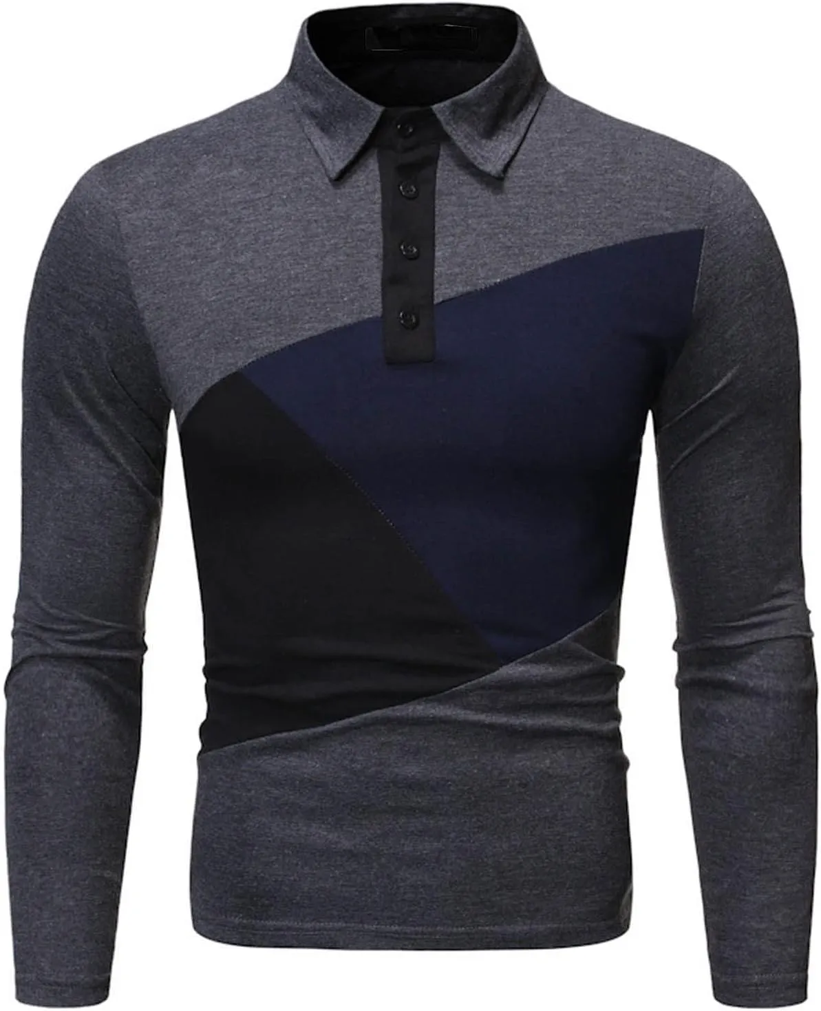 Tshirts Shirts for Men Regular Fit Long Sleeve Cotton Polo Tee Causal Stylish Solid Button Down Muscle Shirt 2023