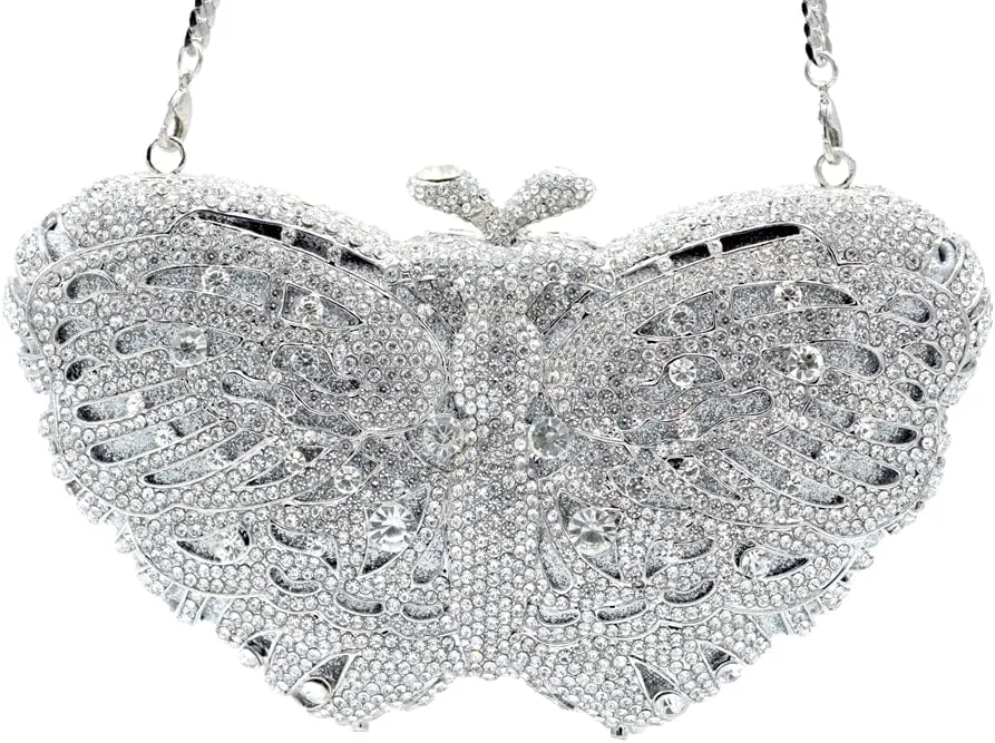 UMREN Women’s Elegant Butterfly Rhinestone Evening Bags Luxury Crystal Clutch Wedding Party Cocktail Handbag Purse