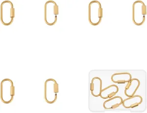 UNICRAFTALE 6 Golden Oval Screw Lock Carabiner Clips, Stainless Steel Keychain Hooks for Jewelry Making, Handbag Accessory
