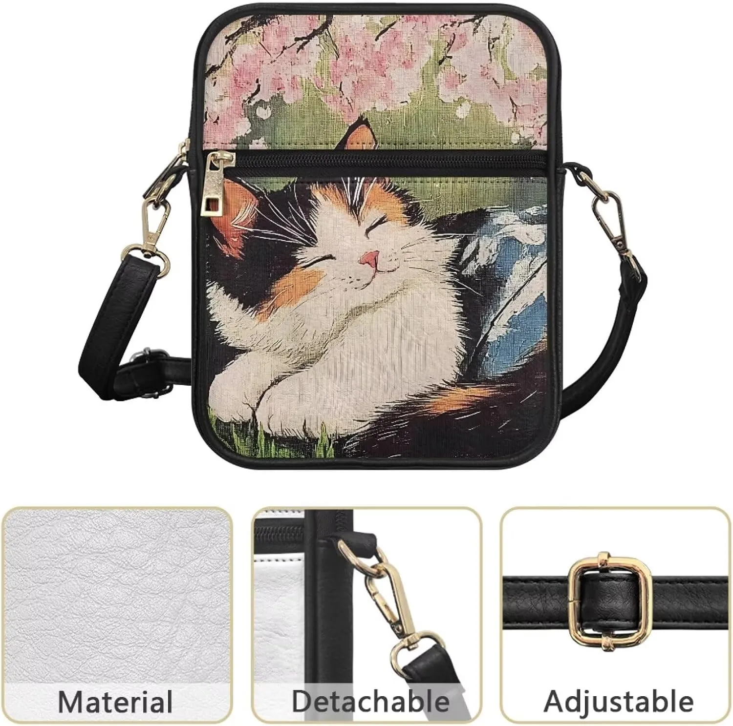 Unisex Leather Purses, Fashion Crossbody Bags Vintage Travel Shoulder Bag with Inside Card Slot for Music Festival
