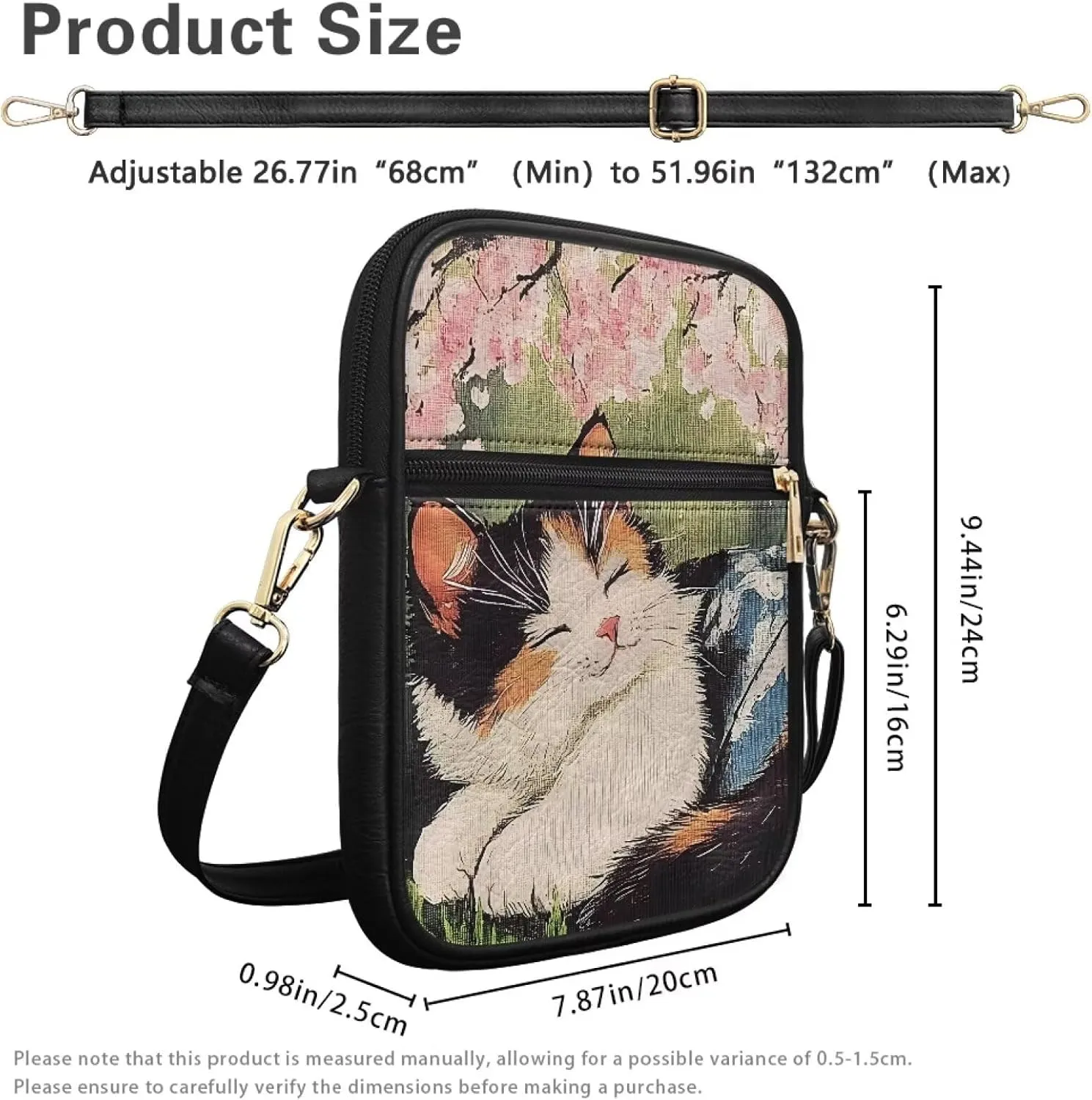 Unisex Leather Purses, Fashion Crossbody Bags Vintage Travel Shoulder Bag with Inside Card Slot for Music Festival