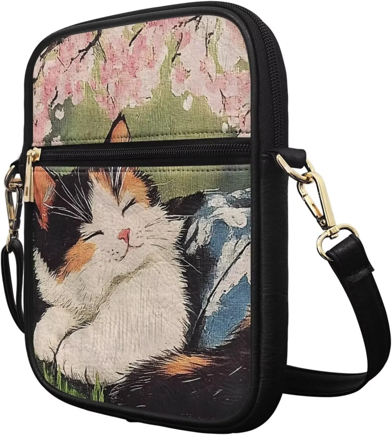Unisex Leather Purses, Fashion Crossbody Bags Vintage Travel Shoulder Bag with Inside Card Slot for Music Festival