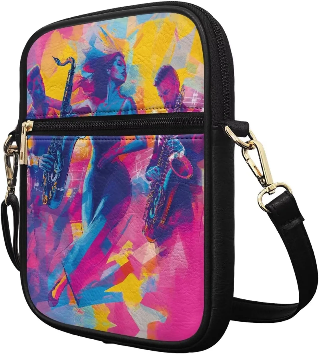 Unisex Leather Purses, Fashion Crossbody Bags Vintage Travel Shoulder Bag with Inside Card Slot for Music Festival