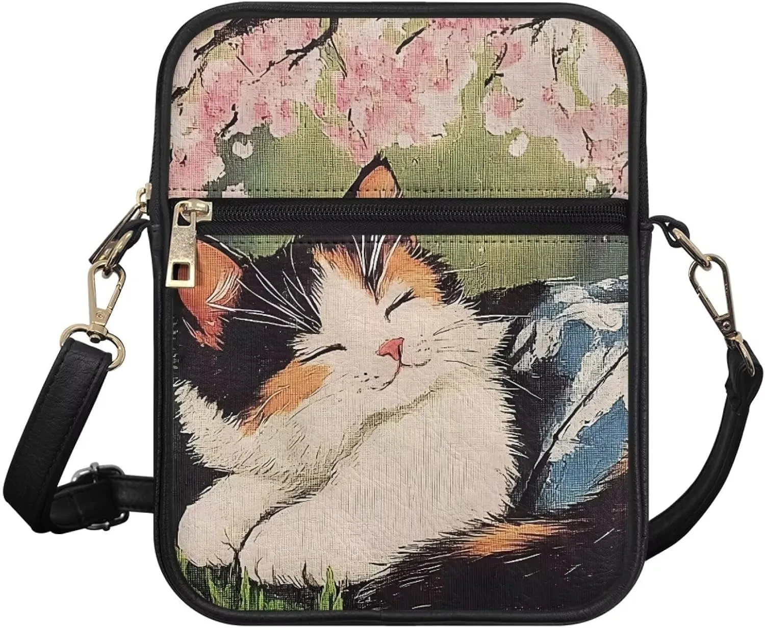Unisex Leather Purses, Fashion Crossbody Bags Vintage Travel Shoulder Bag with Inside Card Slot for Music Festival