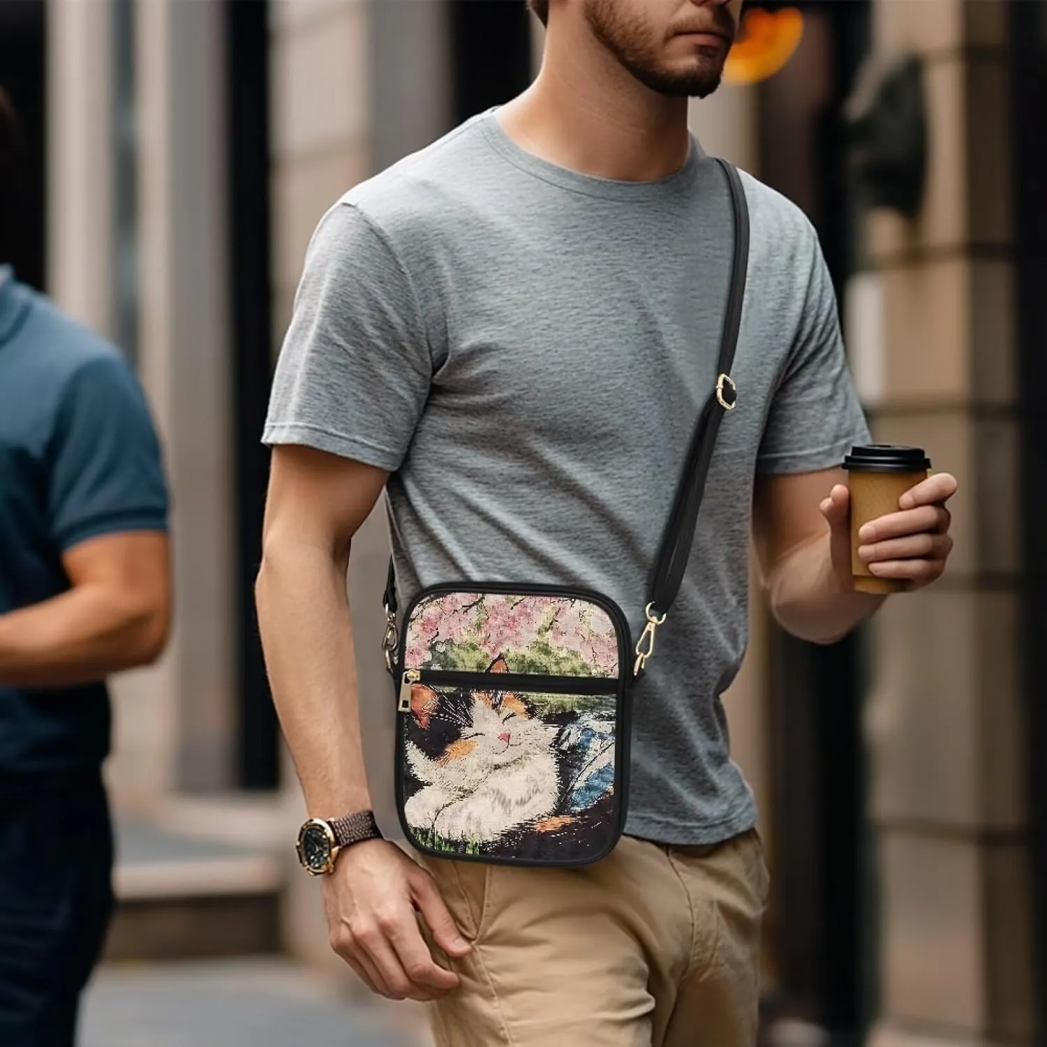Unisex Leather Purses, Fashion Crossbody Bags Vintage Travel Shoulder Bag with Inside Card Slot for Music Festival