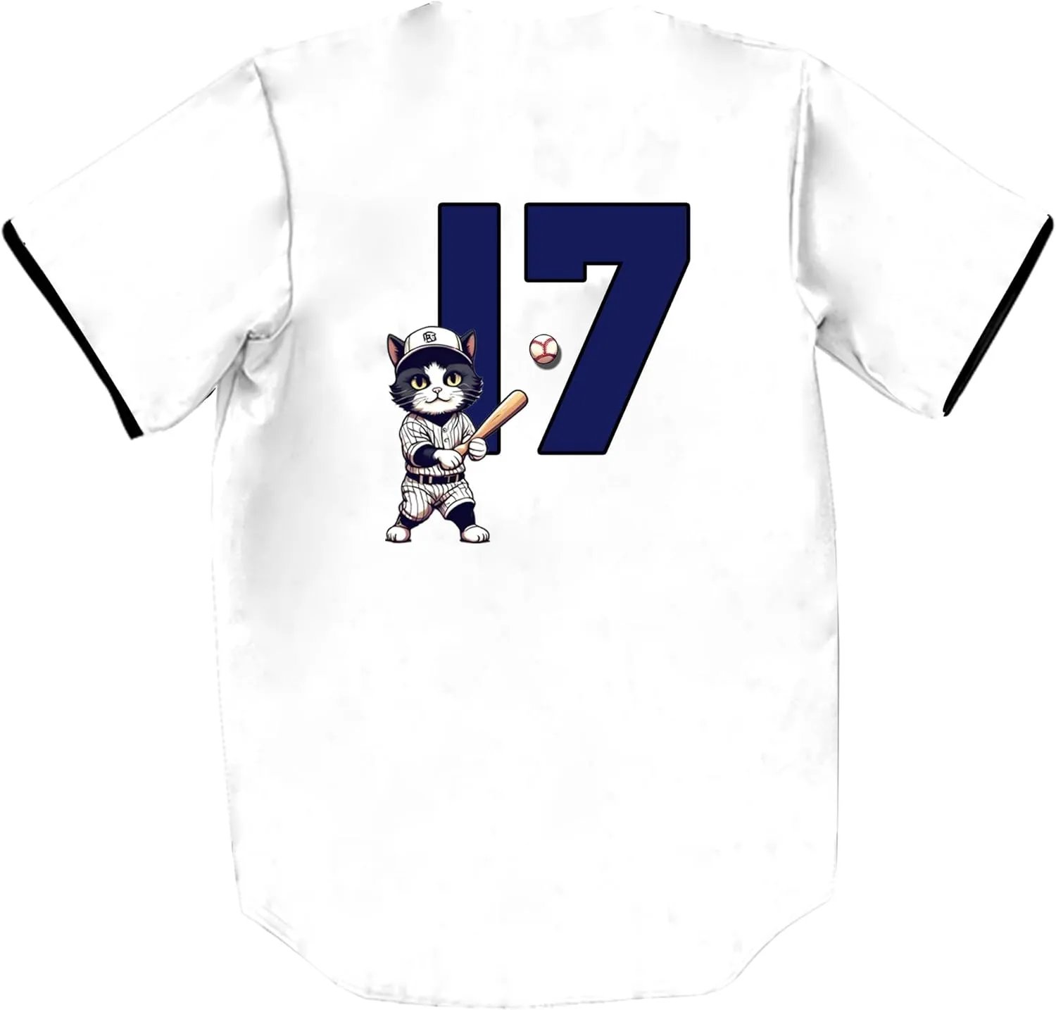 Unisex Retro Cute Baseball-Cat 17 Baseball Jersey