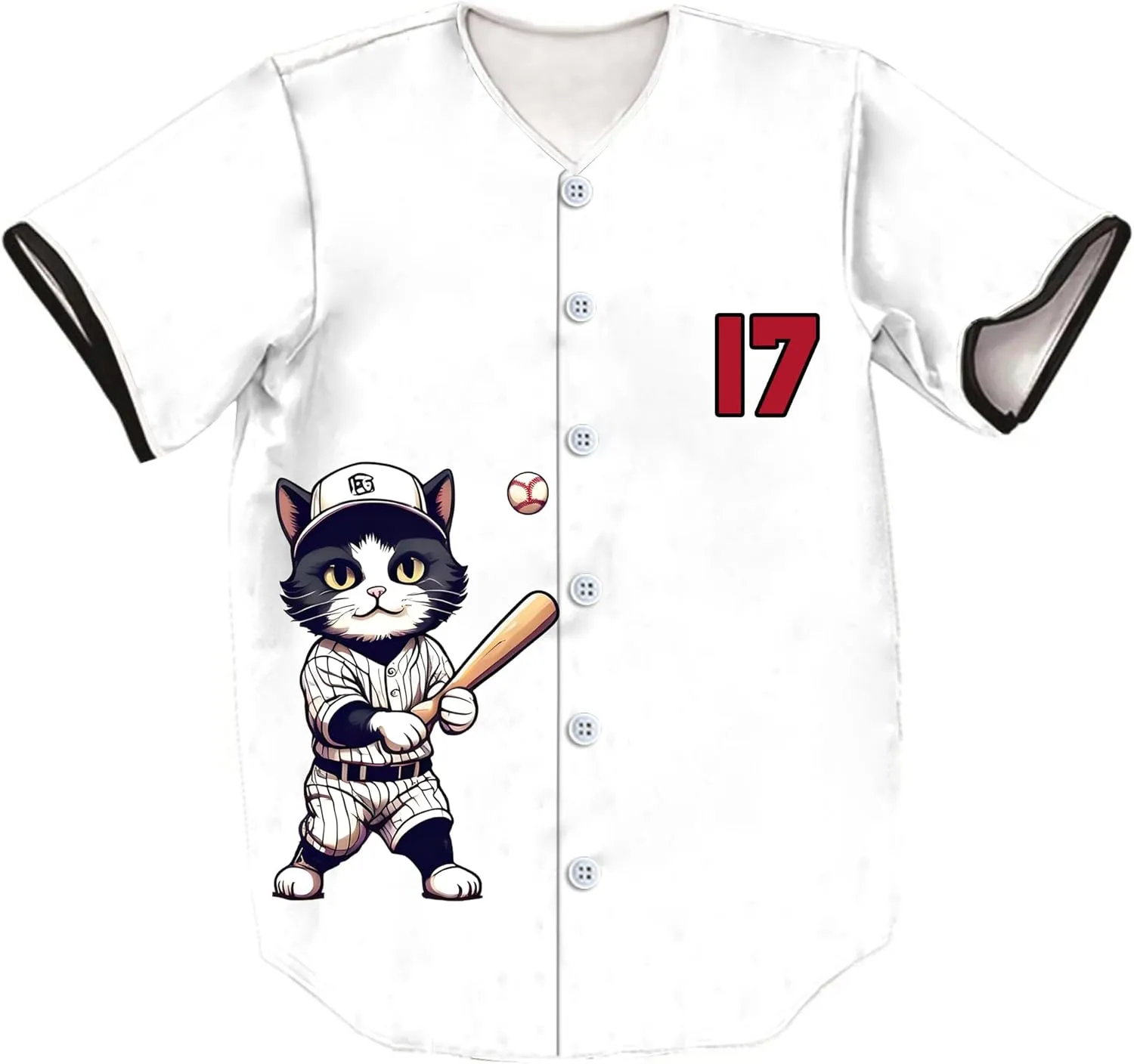Unisex Retro Cute Baseball-Cat 17 Baseball Jersey