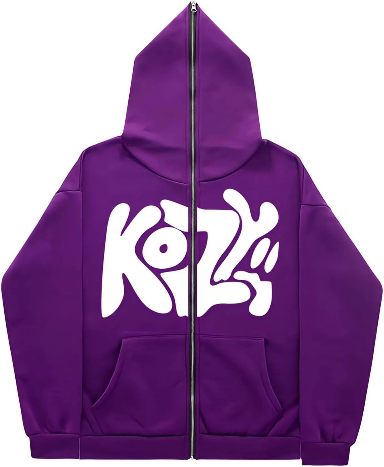 Unisex Zip Up Hoodie Kozy Print Trendy Full Zipper American Retro Hoodeed Sweatshirt Casual Tunic Fleece Sweatshirts