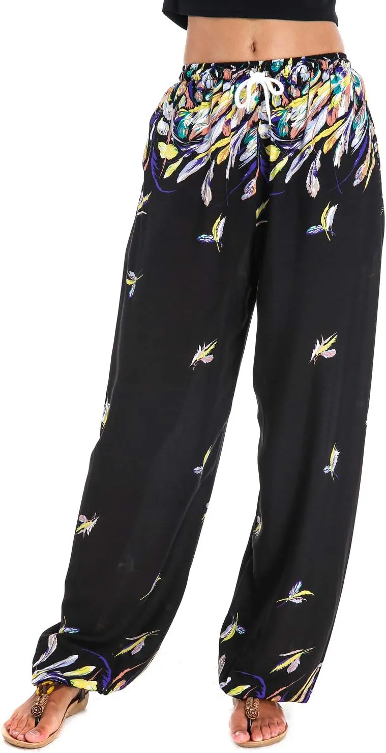 Urban CoCo Women's Floral Print Summer Boho Pants Harem Beach Vacation Pants
