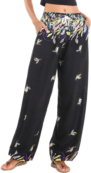 Urban CoCo Women's Floral Print Summer Boho Pants Harem Beach Vacation Pants