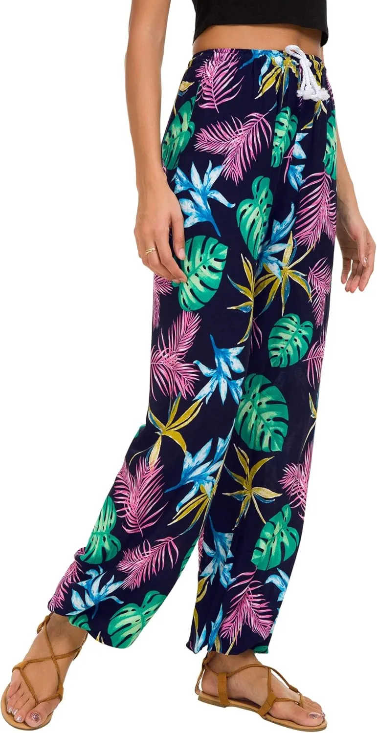 Urban CoCo Women's Floral Print Summer Boho Pants Harem Beach Vacation Pants